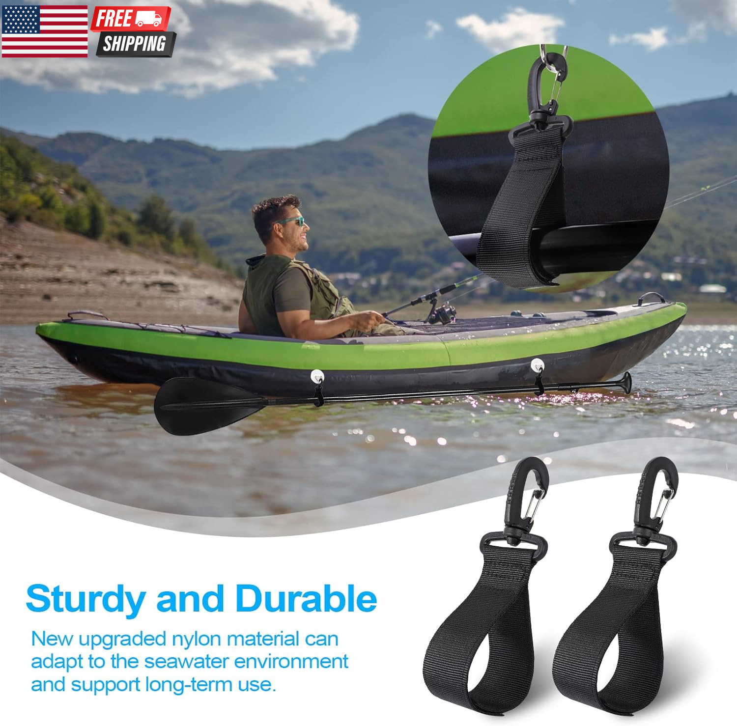 Upgraded Kayak Paddle Holder, Board Accessories, Inflatable Boat Storage, Set of