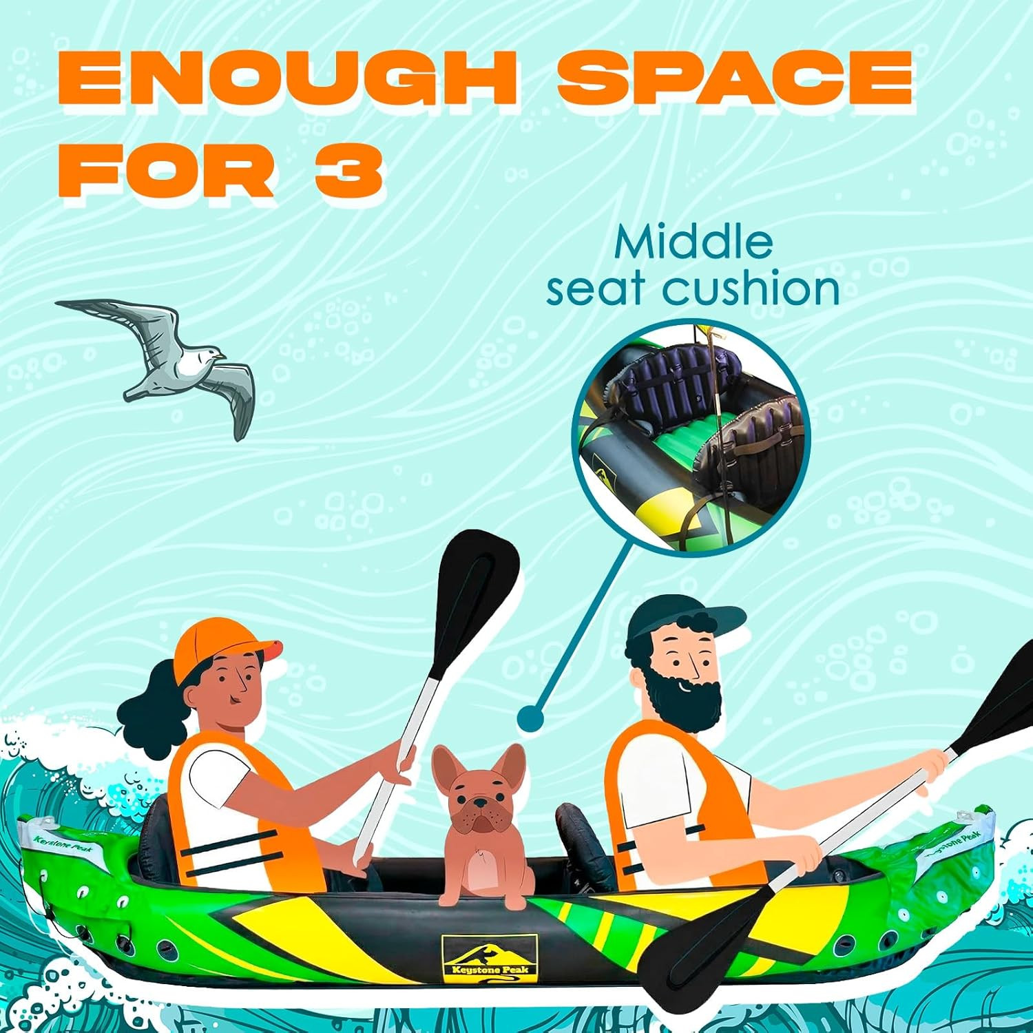 Inflatable Kayaks Tandem 2 Person Heavy-duty Detachable Sun Canopy Seats Paddles
