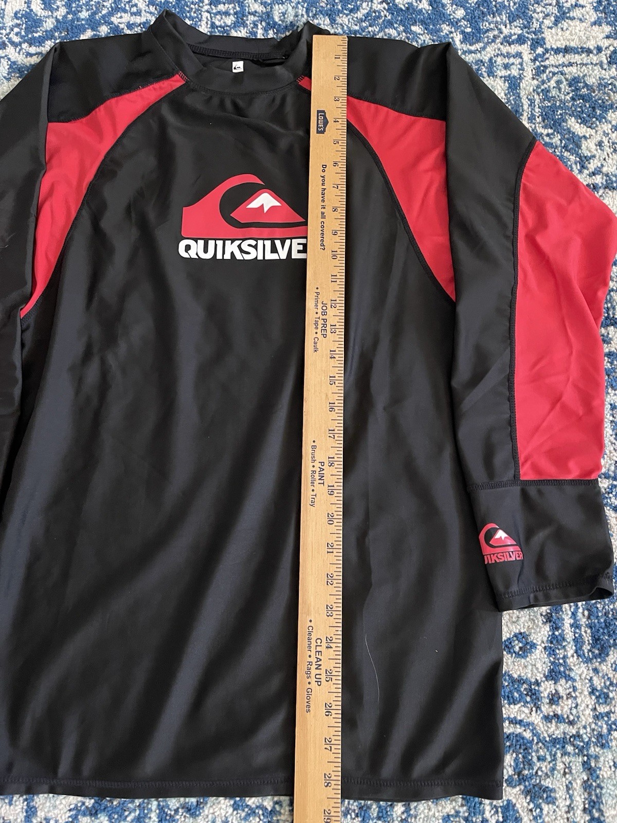 Quiksilver Long Sleeve Rash Guard Surf 🌊Paddle Swim Shirt Logo Red Black XXXL