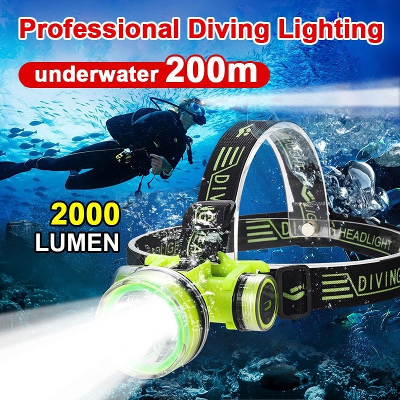 Diving Headlight Waterproof Professional Underwater Flashlight Fishing Light