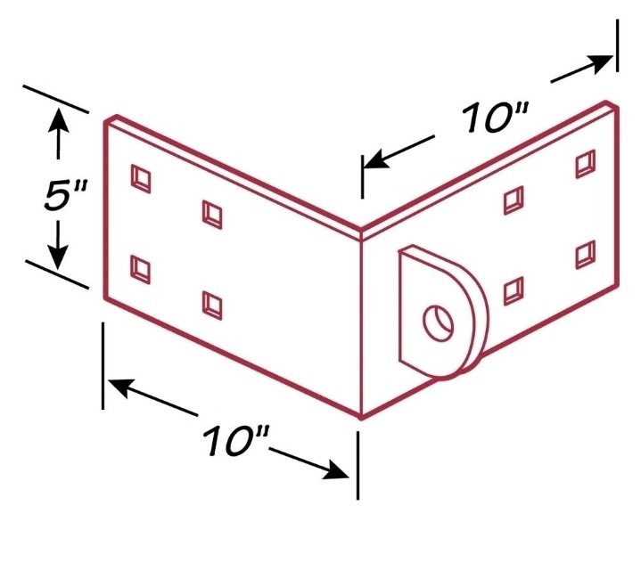 10″ L x 5″ H x 3/16″ T Galvanized Steel Male Outside Corner Bracket w 1/2″ Tab