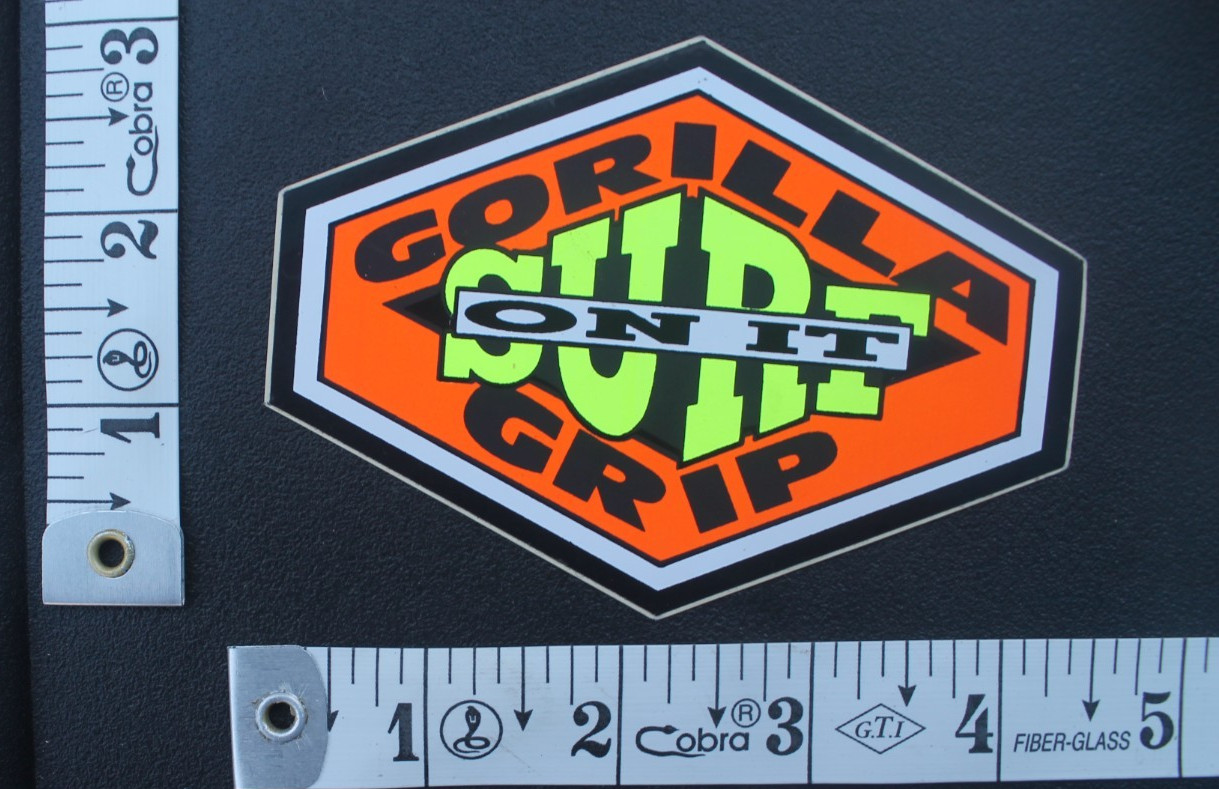 Gorilla Grip Surf On It Traction Wax Neon 80s Orange V9A Vintage Surfing STICKER