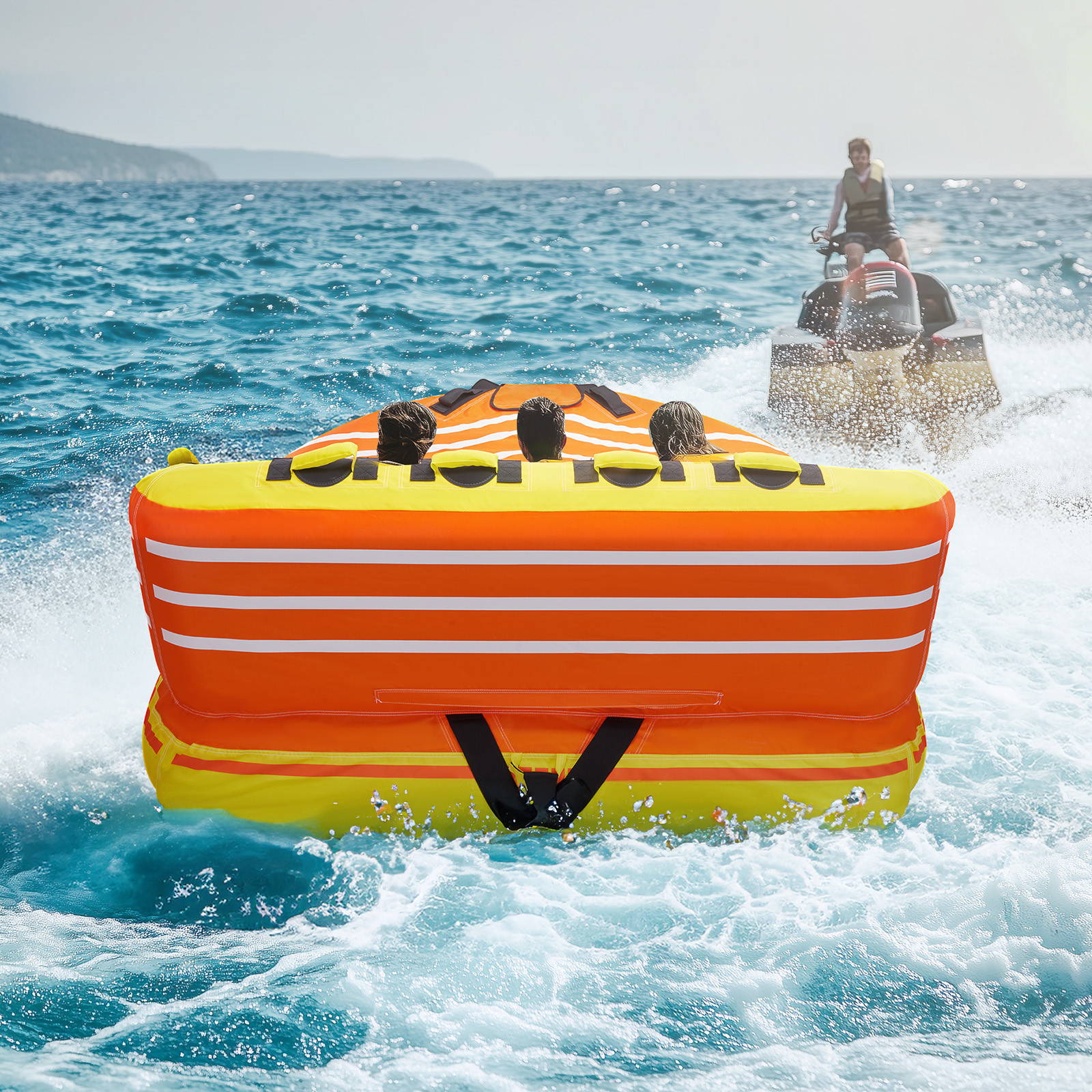 VEVOR Towable Tube for Boating 1-3 Riders Inflatable Boating Tubes Water Sport