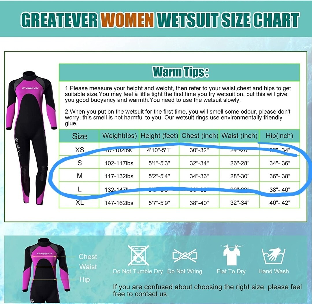 Greatever Scuba Wetsuit Womens Medium 117-132lbs New Read