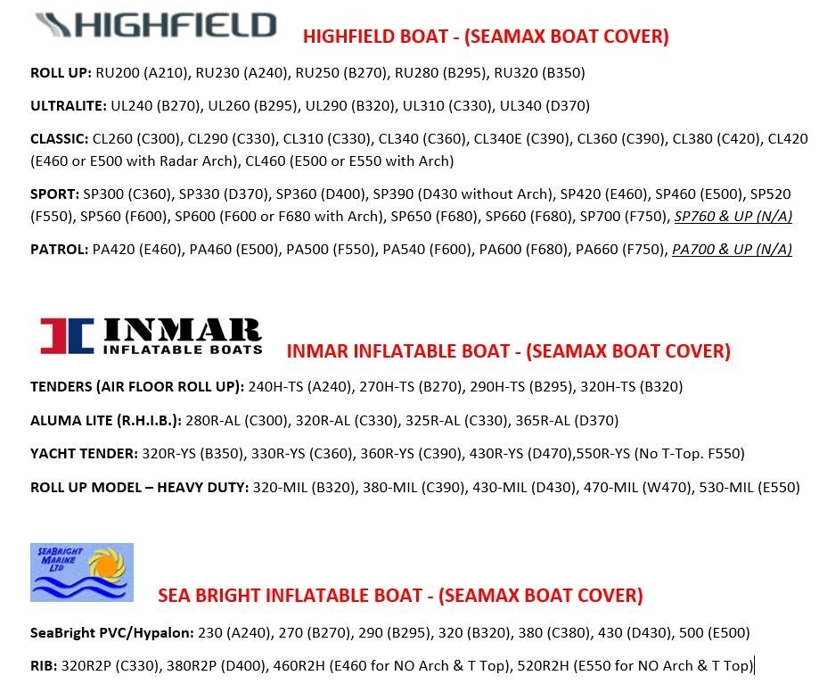 Seamax Inflatable Boat Cover, E Series for Beam 6.6-7.4ft, Length 15-20ft