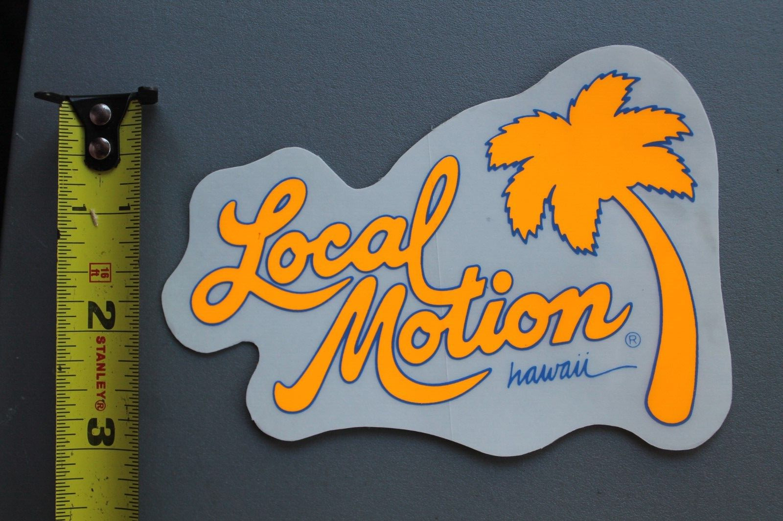 LOCAL MOTION Hawaii Surfboard Clear Neon Orange LM3 80’s Vintage Surfing STICKER