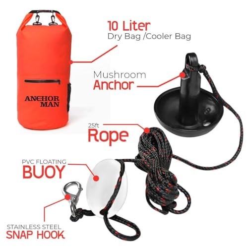 3.5lb, 5lb, 8lb Folding Kayak 8 LBs Anchor 25 Feet Rope 10L Padded Storage Bag