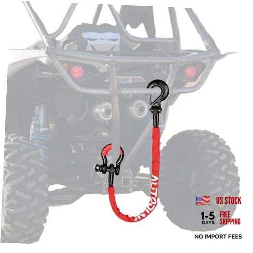 2.5FT UTV ATV Recovery Strap 19400LBS with Winch Hook and D-Ring Shackle, 2ft