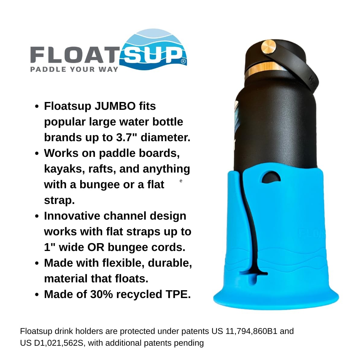 Jumbo Paddle Board Cup Holder, SUP, Kayak & Boat Water Bottle Holder, Fits Dr…