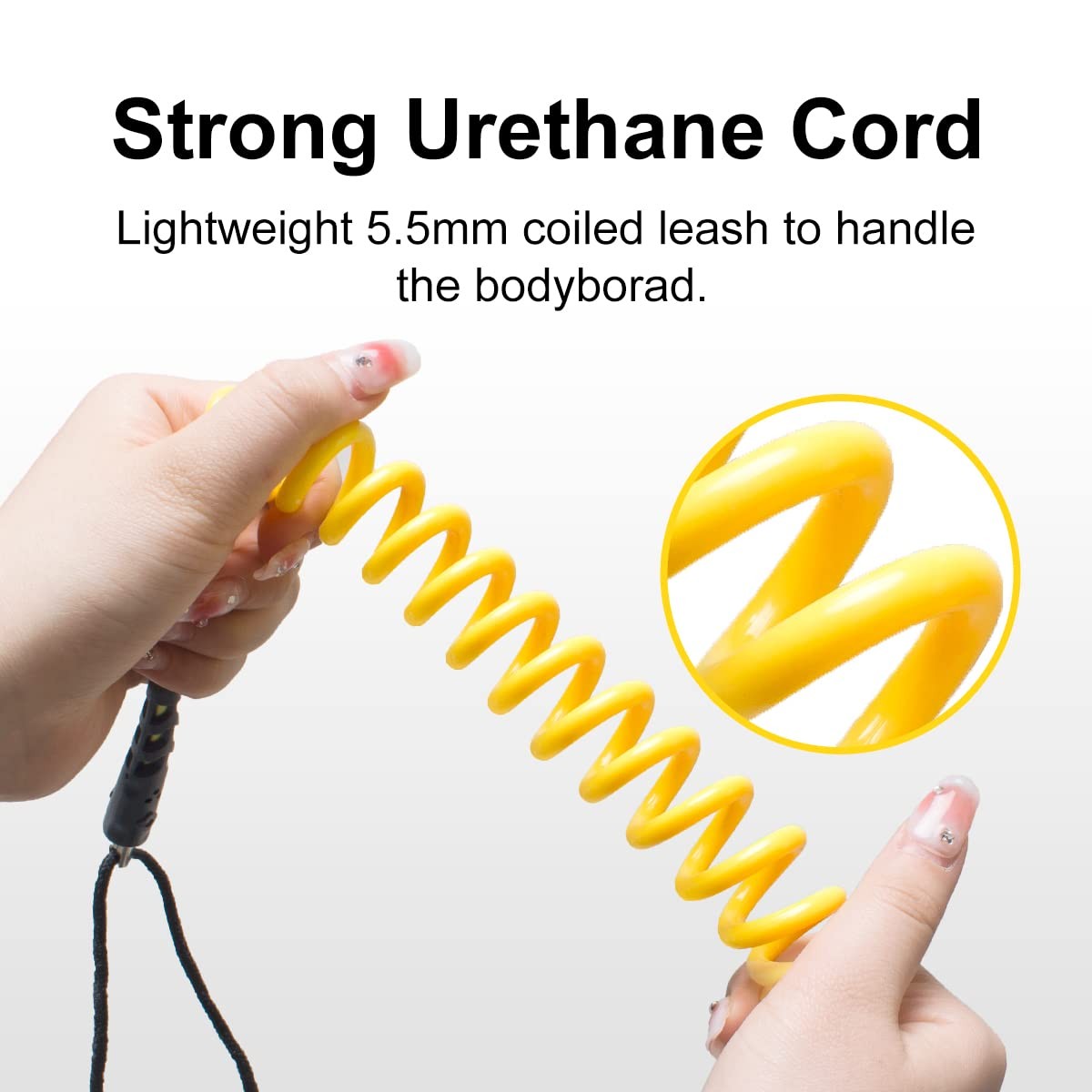 Coiled Bodyboard Leash for Surfing Premium Wrist Strap with Plug