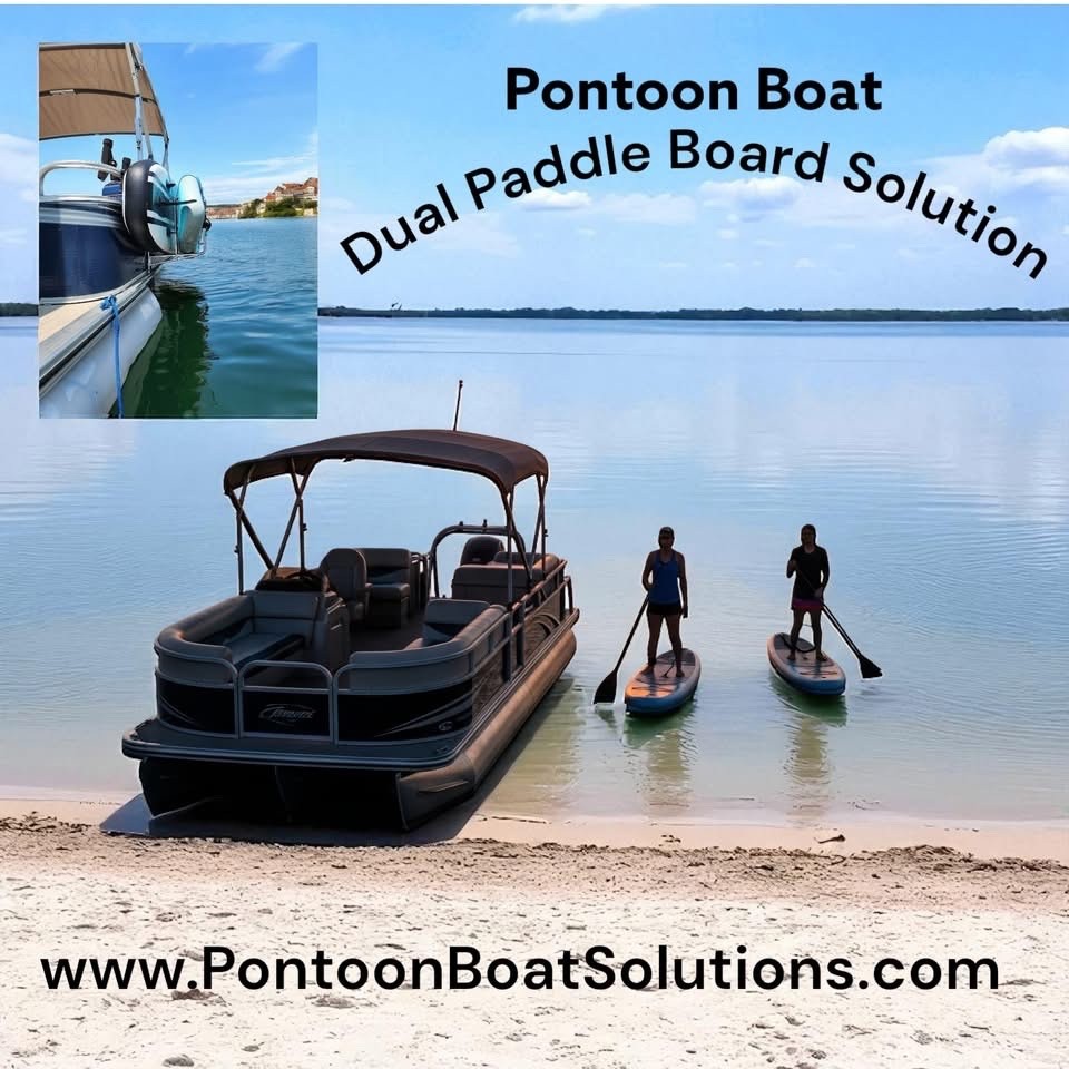 Pontoon Boat Dual Wake/Paddle Board Solution w/Storage Rack