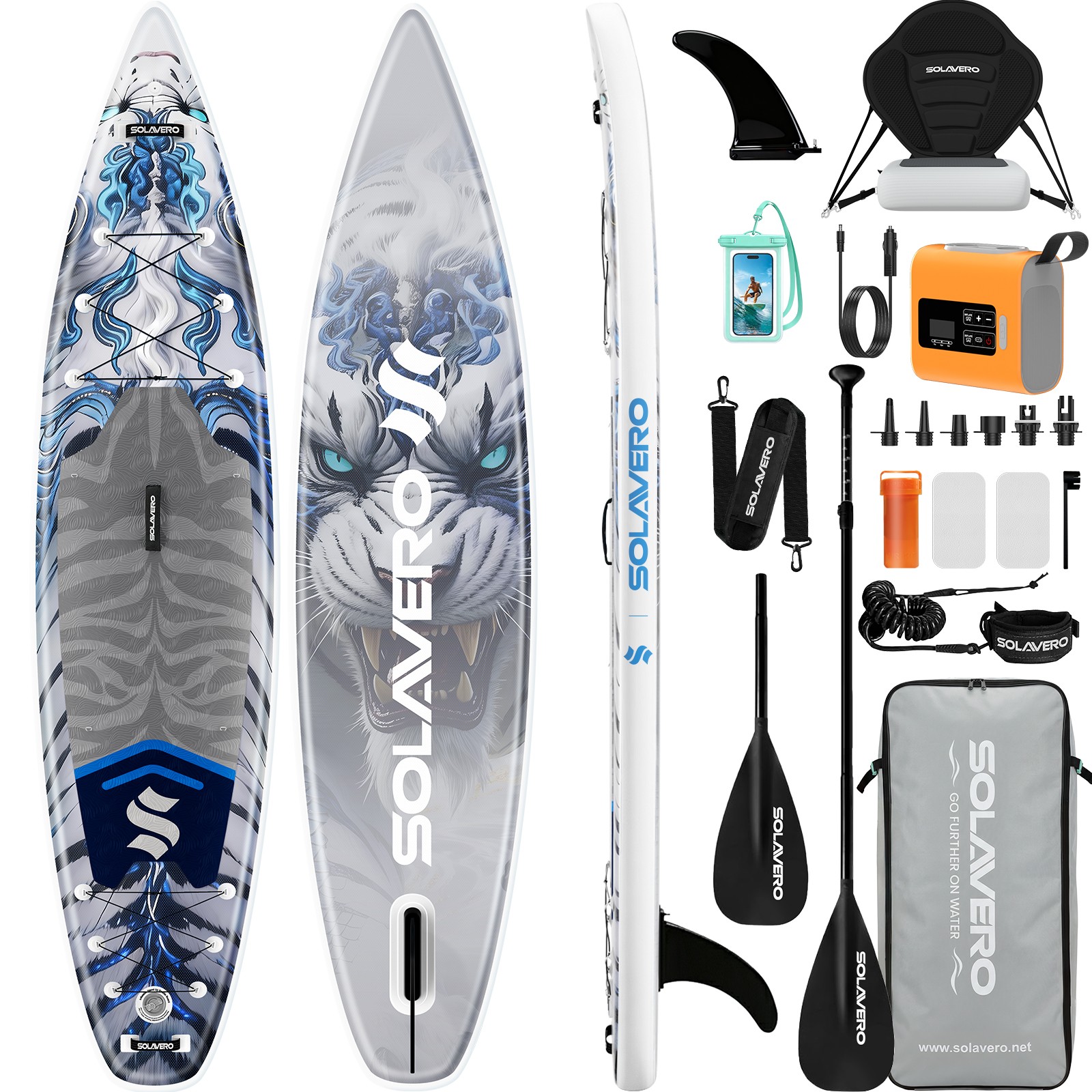 12’5″ x 33″ Inflatable Stand Up Paddle Board with Seat & Electric Pump, 600lb