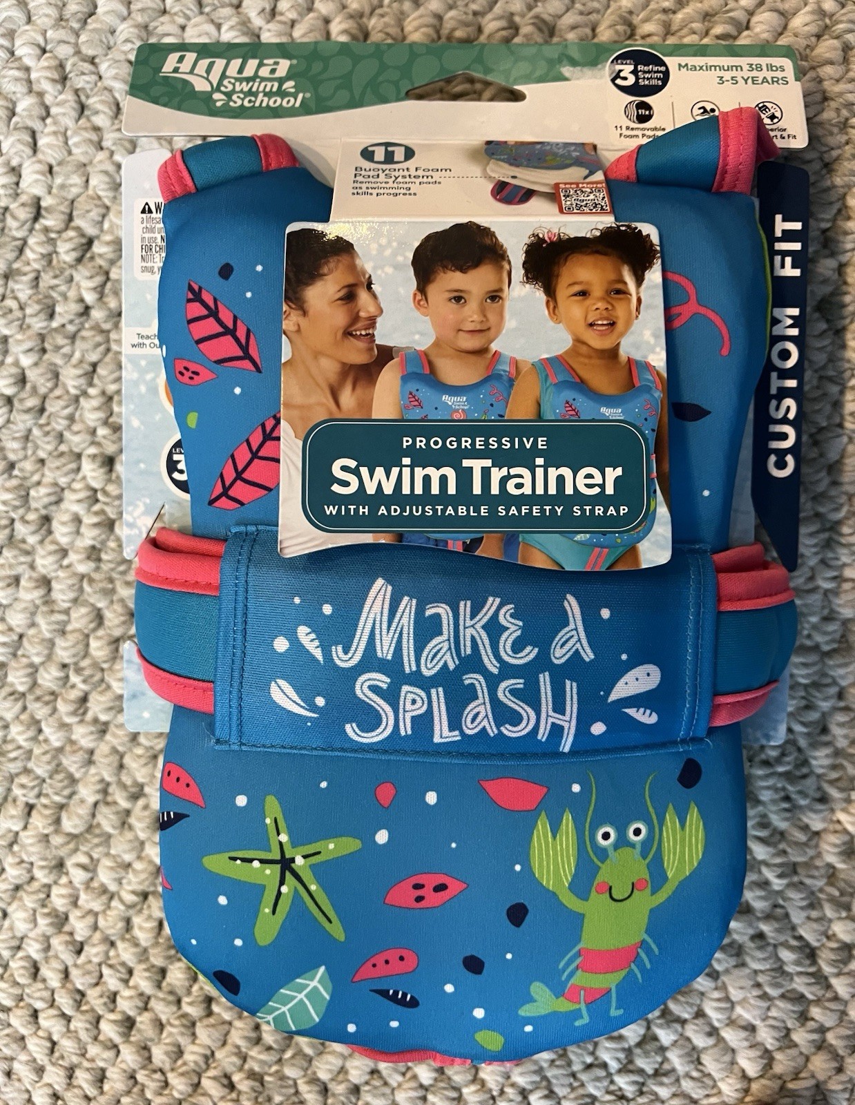 Swim School Progressive Swim Trainer Level 3 Safety Vest Ages 3-5 Max 38 lbs