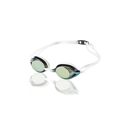 Mirrored Swim Goggles Anti-Fog UV Protection Polycarbonate Lens Silicone Frame
