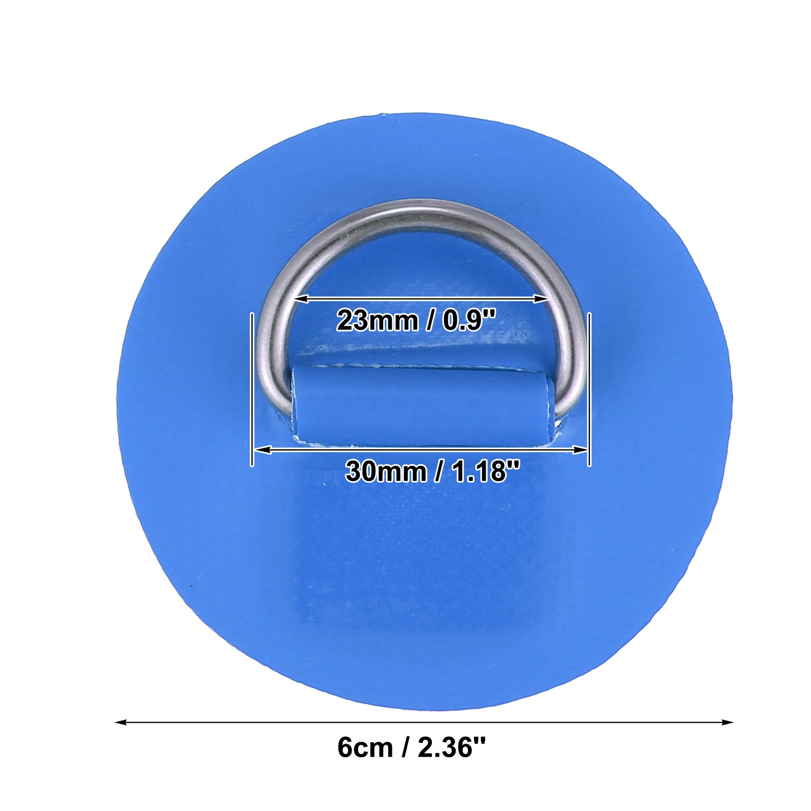 6pcs 6cm Blue D Ring Patch PVC Stainless Steel Round Shape Pad for Surfboard