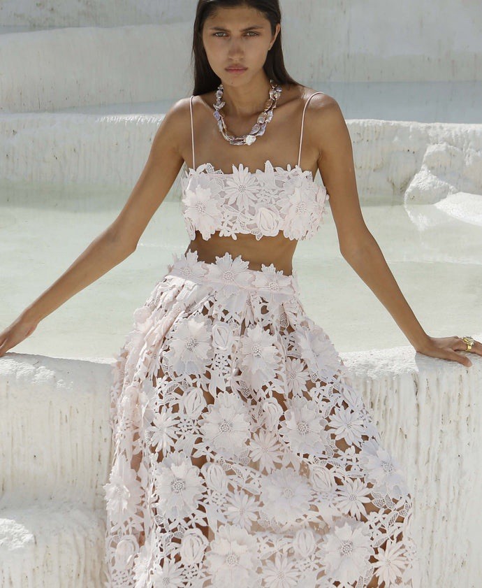 NWT IXIAH POMPOM OUTFIT CROP + SKIRT US 6 M $780