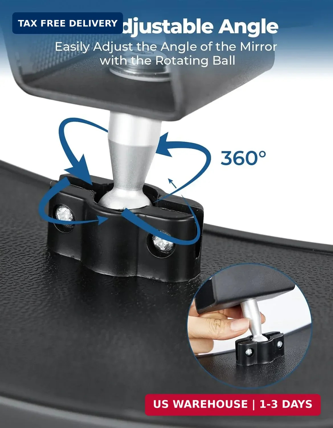 KEMIMOTO Boat Rear View Mirror, Upgrade Marine Mirror with 300° Curved Surface,