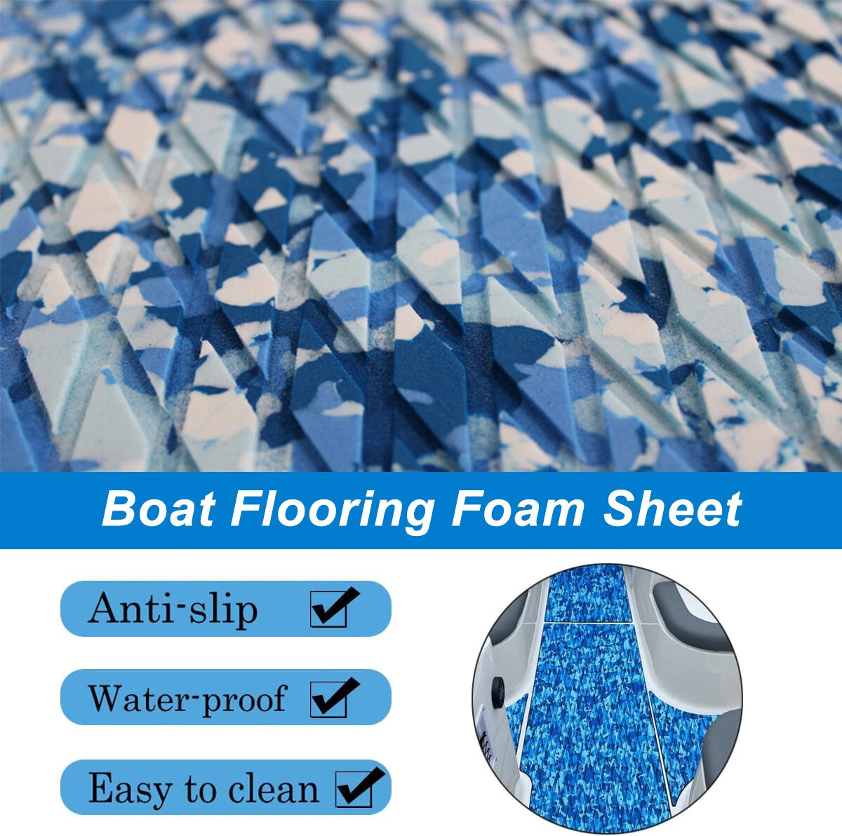 Blue Camo Stand Up Paddle Board Pad EVA Foam Boat Decking Teak Sea Flooring Mat