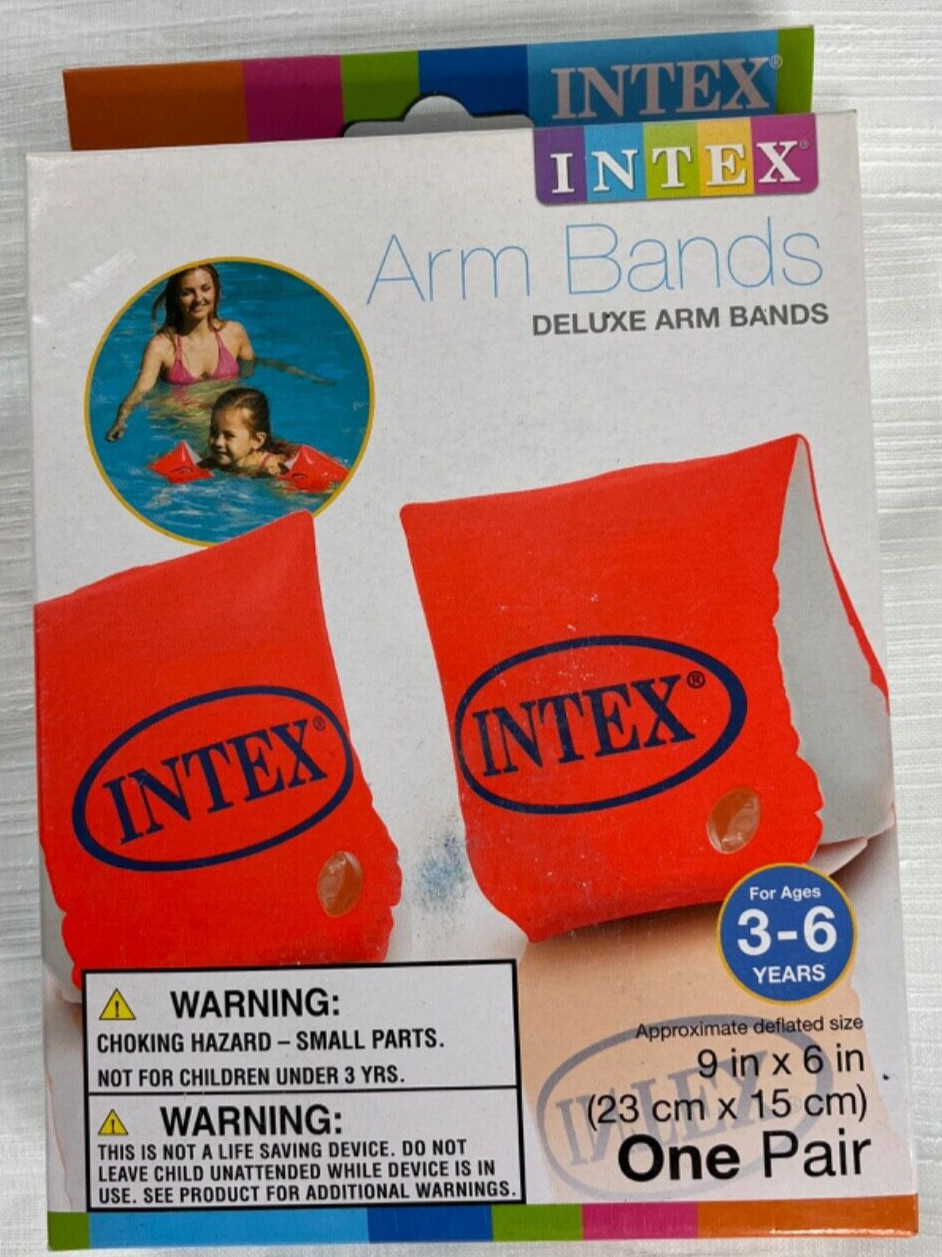 Intex Water Arm Bands Inflatable age 3-6 Deluxe Neon Red, Lil Star Pool Swimming