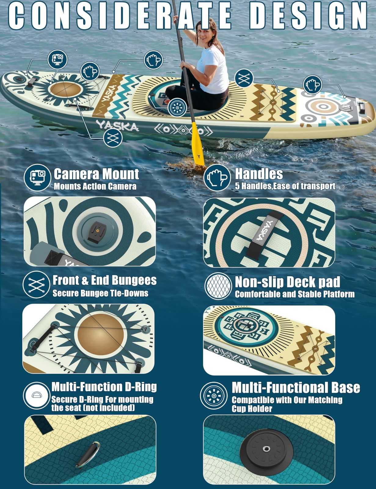 Inflatable Stand up Paddle Board 11ft with Premium SUP Accessories,Extra Wide…