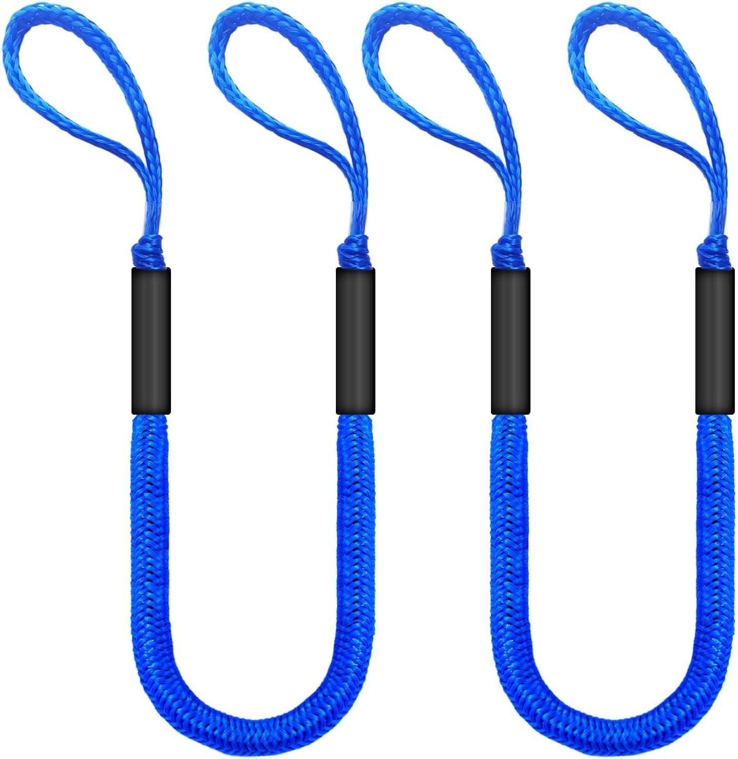 4FT Bungee Dock Line for Boats – Shock-Absorbing Elastic Rope with 4ft blue