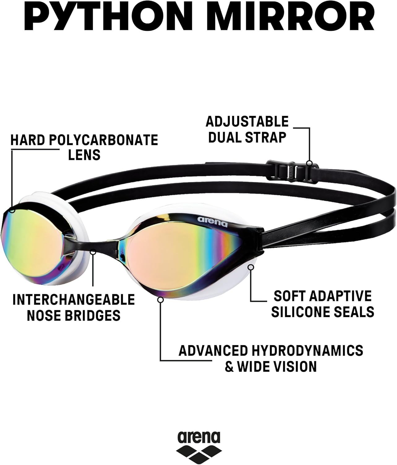 Unisex Python Racing Swim Goggles for Men and Women Anti-Fog No Leak Max Comf…