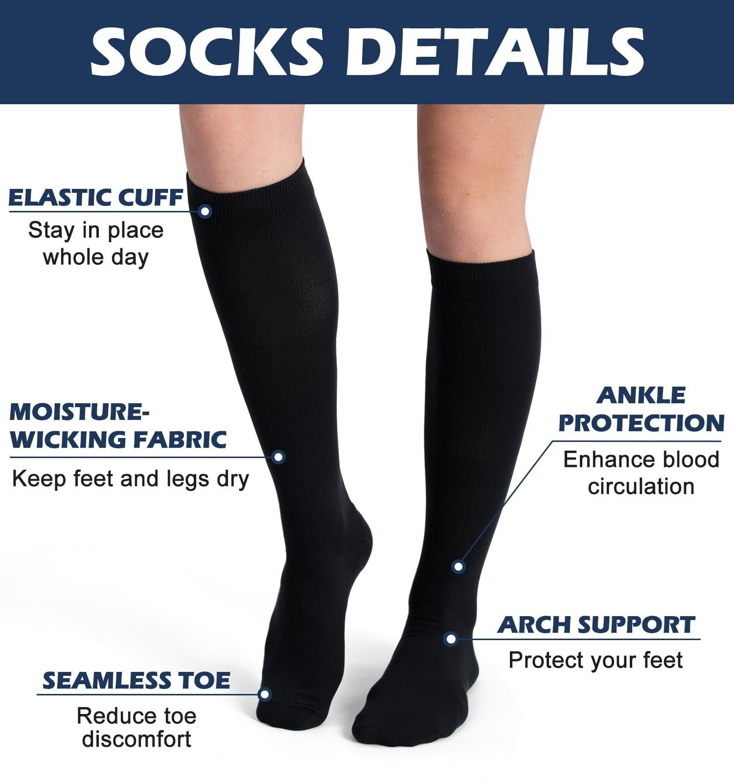 (3 pairs) Compression Socks 20-30 mmHg Long Knee High Socks for Women Men Sup…