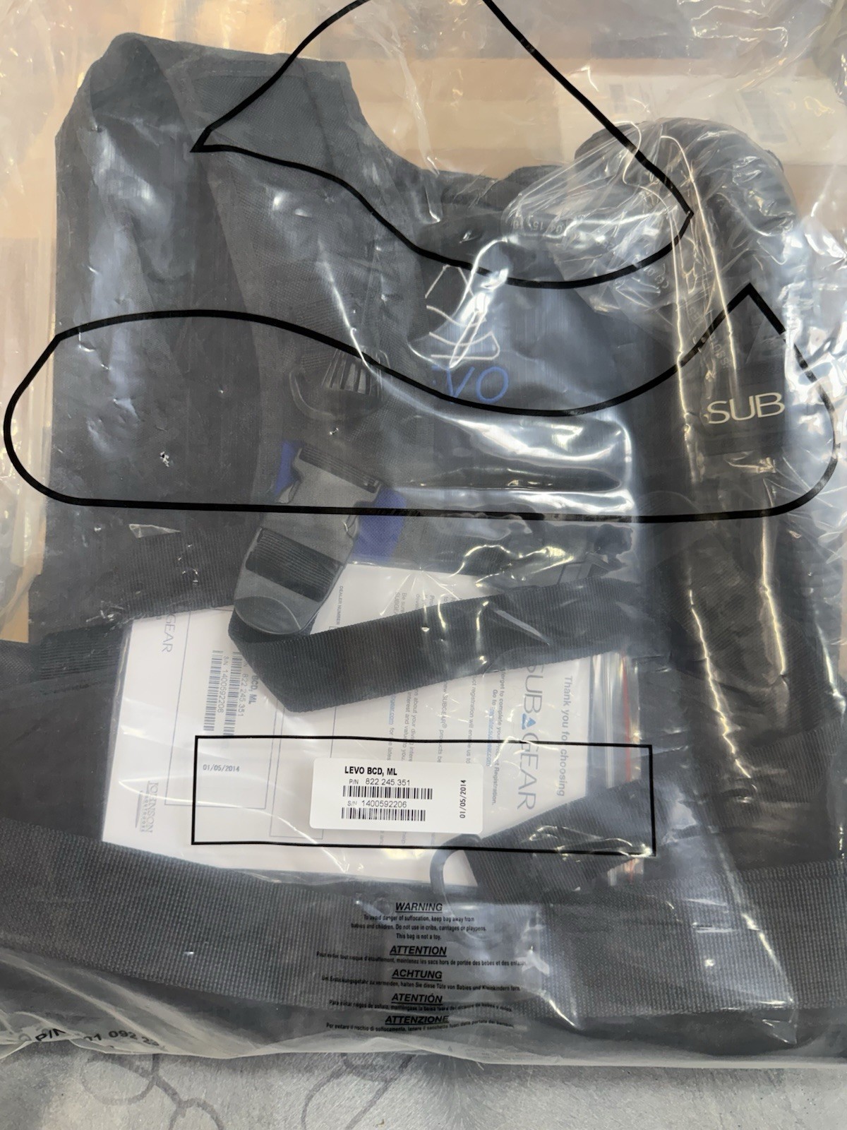 NEW – Subgear by Scubapro Levo BC, Back Inflated Scuba Travel BCD, XS/S or M/L