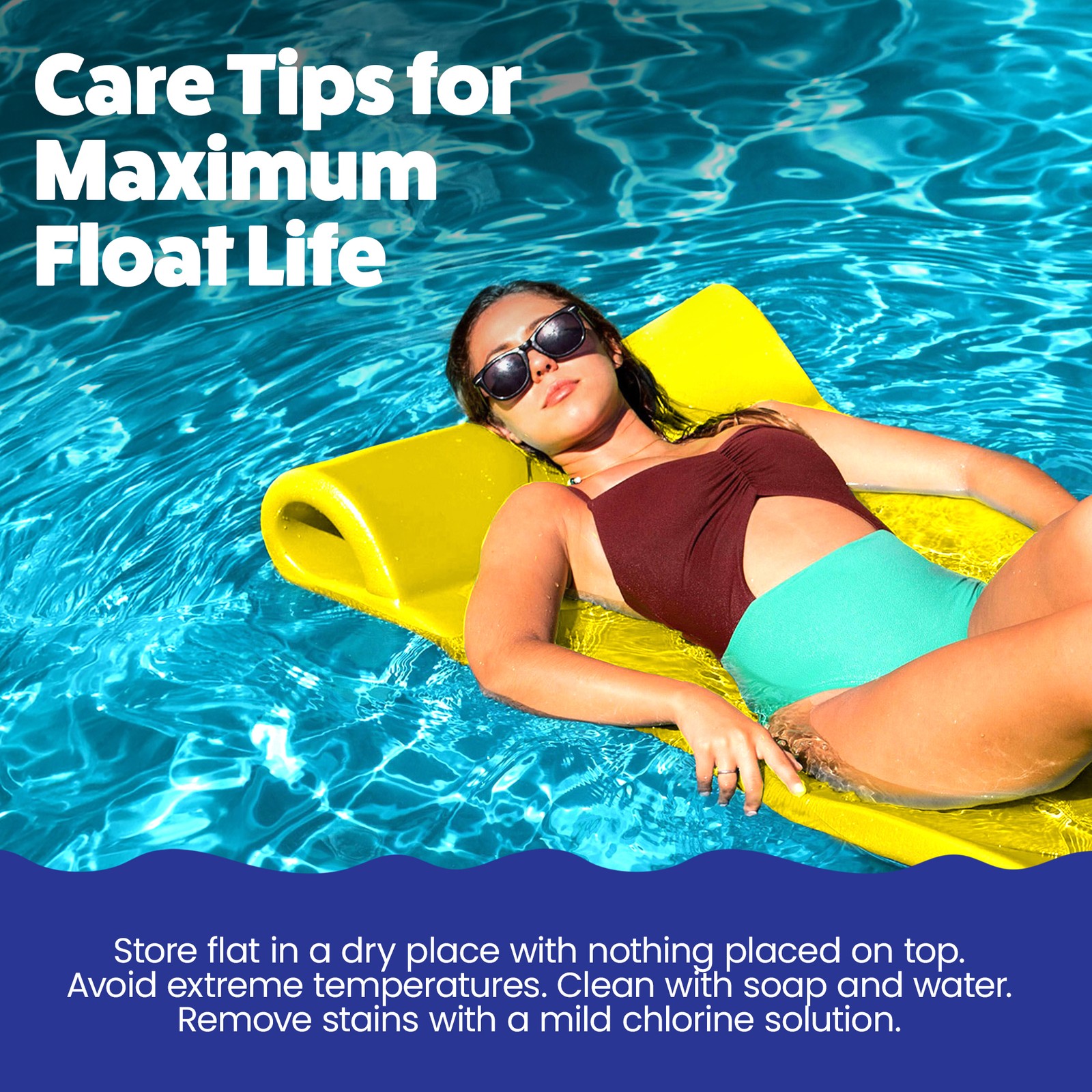 TRC Recreation Splash 70 Inch Foam Raft Lounger Pool Float Mat, Yellow (Used)