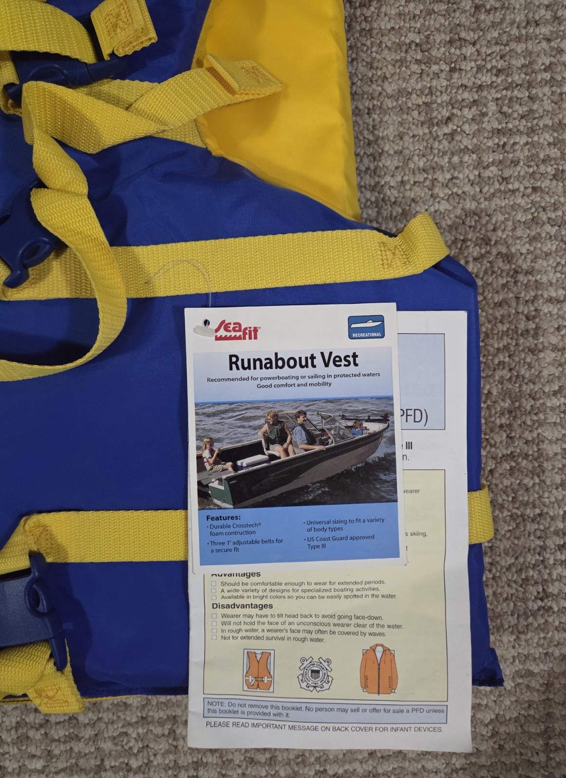 SEA FIT LIFEVEST ADULT TYPE 3 PFD ADULT UNIVERSAL FIT 30-52″ Over 90lbs: (2) @@