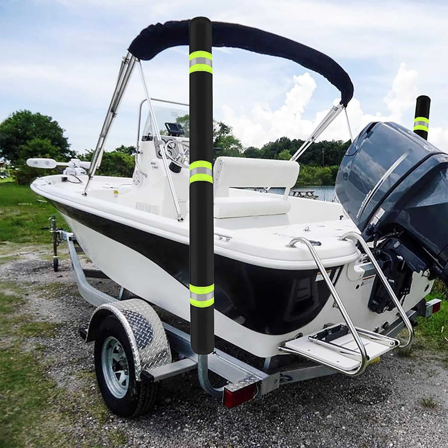 2Pcs with Reflective Stripe Boat Trailer Guide Pole Covers,For Pontoon Fishing B