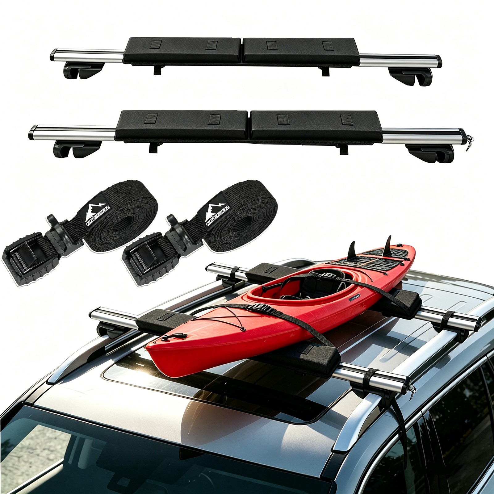 Roof Rack Pads 28″ Soft Aero Fit Various Crossbars Silicone Tie Down Straps Bag