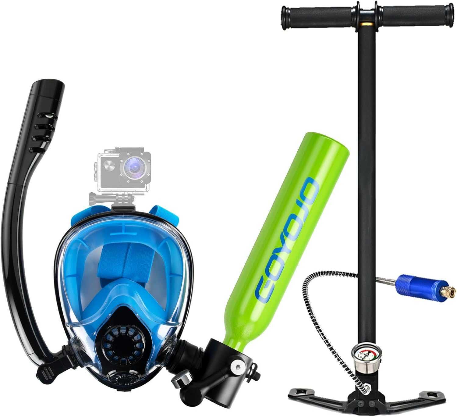 Mini 0.5L Scuba Diving Lung Tank Snorkeling Mask Hand Pump Cylinder 10min OPTION