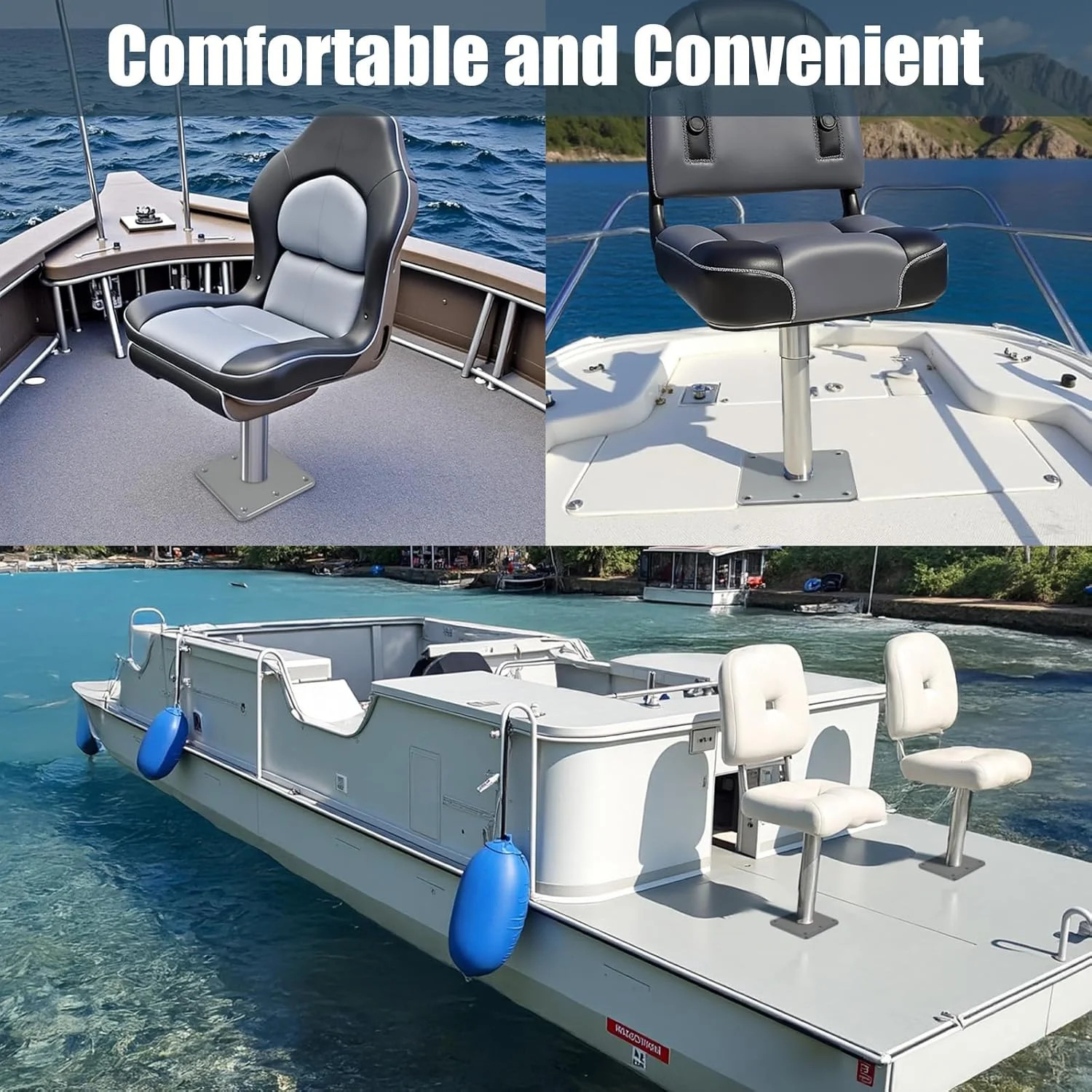 2Pcs Boat Seat Base Mount Boat Seat Pedestal Base 7″ x 7″, Boat Seat Base for 3