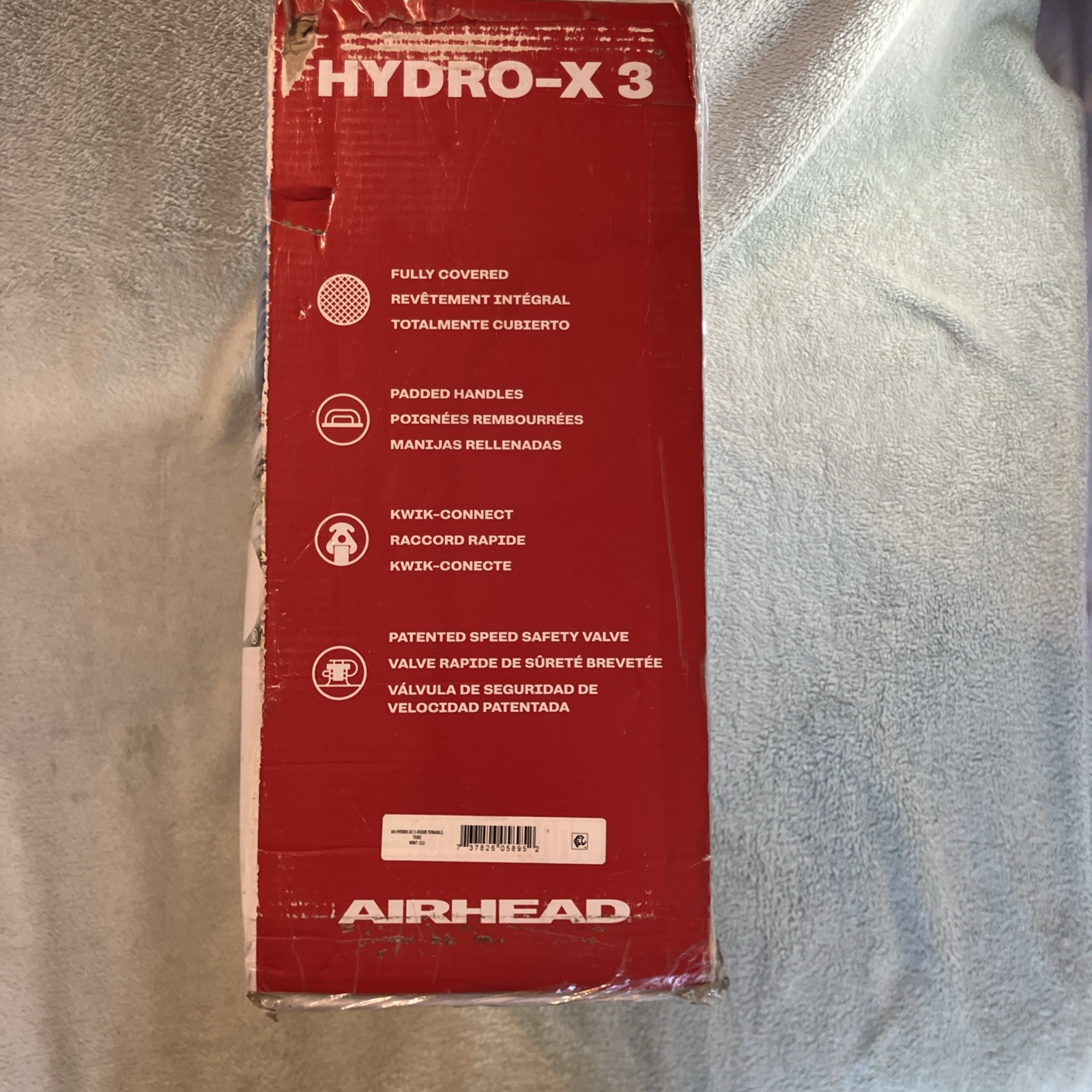 AIRHEAD HYDRO-X 3 Inflatable 1-3 Rider Boat Towable Water Tube 70-in