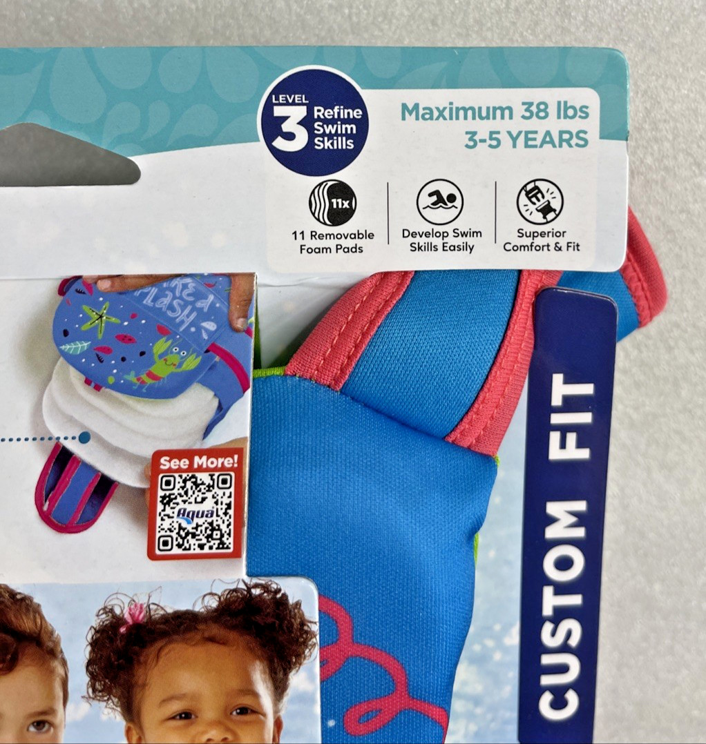Aqua Swim School Progressive Swim Trainer w/ Adjustable Strap 3-5 Years Level 3