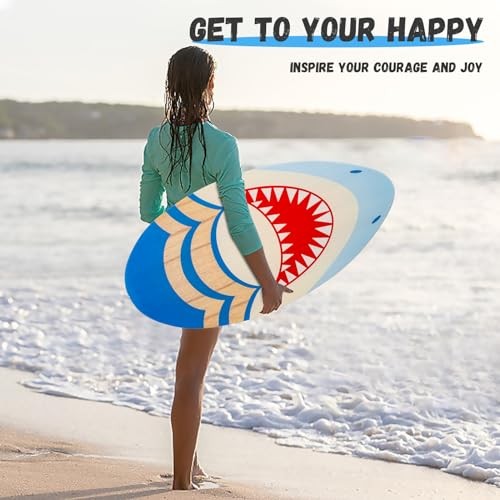Skimboard 35 Inch Skim Boards for Beach Adults ＆ Kids, High Gloss Coat SHARK
