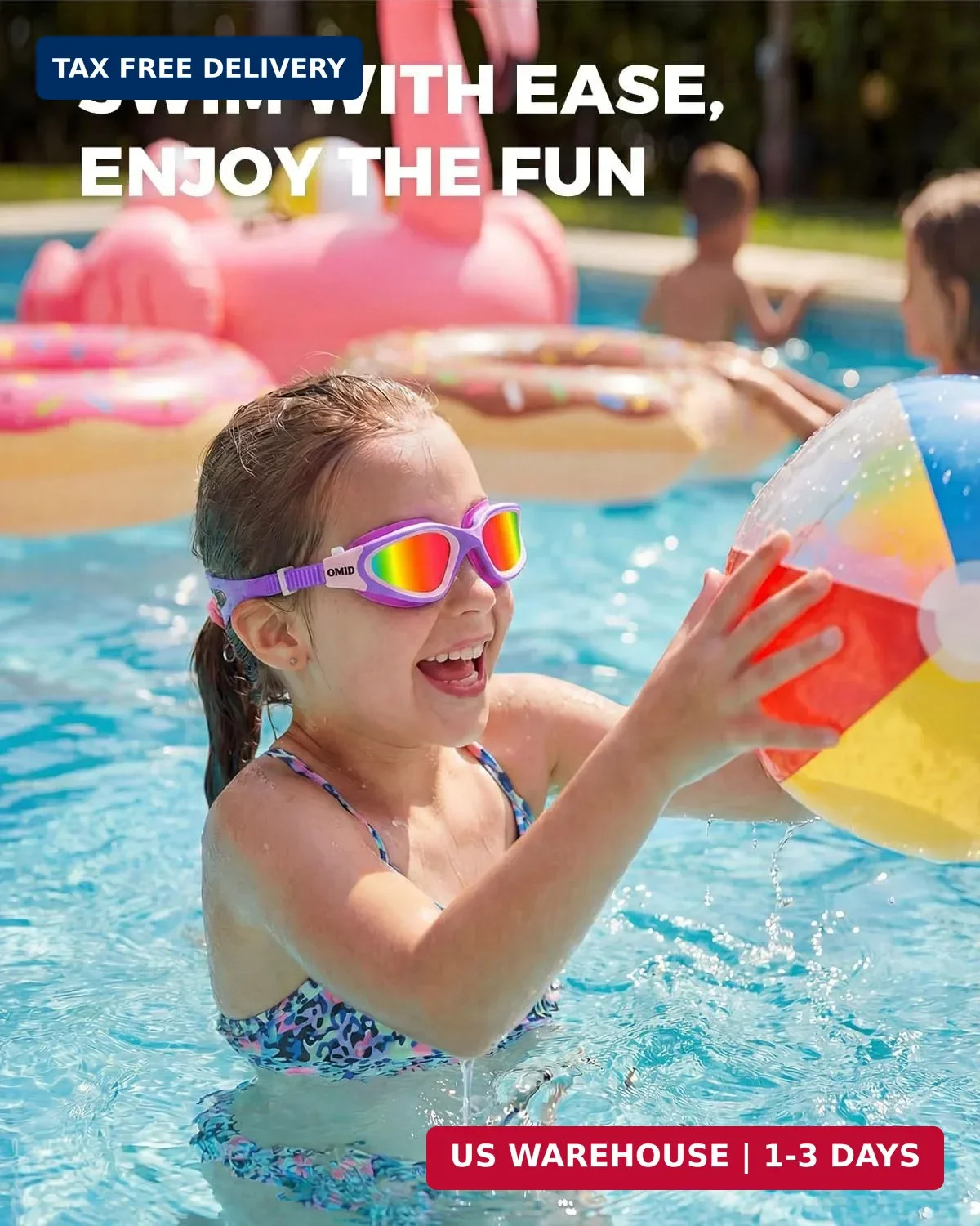 OMID Kids Swim Goggles, P2mini Lite Clear Lens Anti-Fog UV Protection Comfortabl