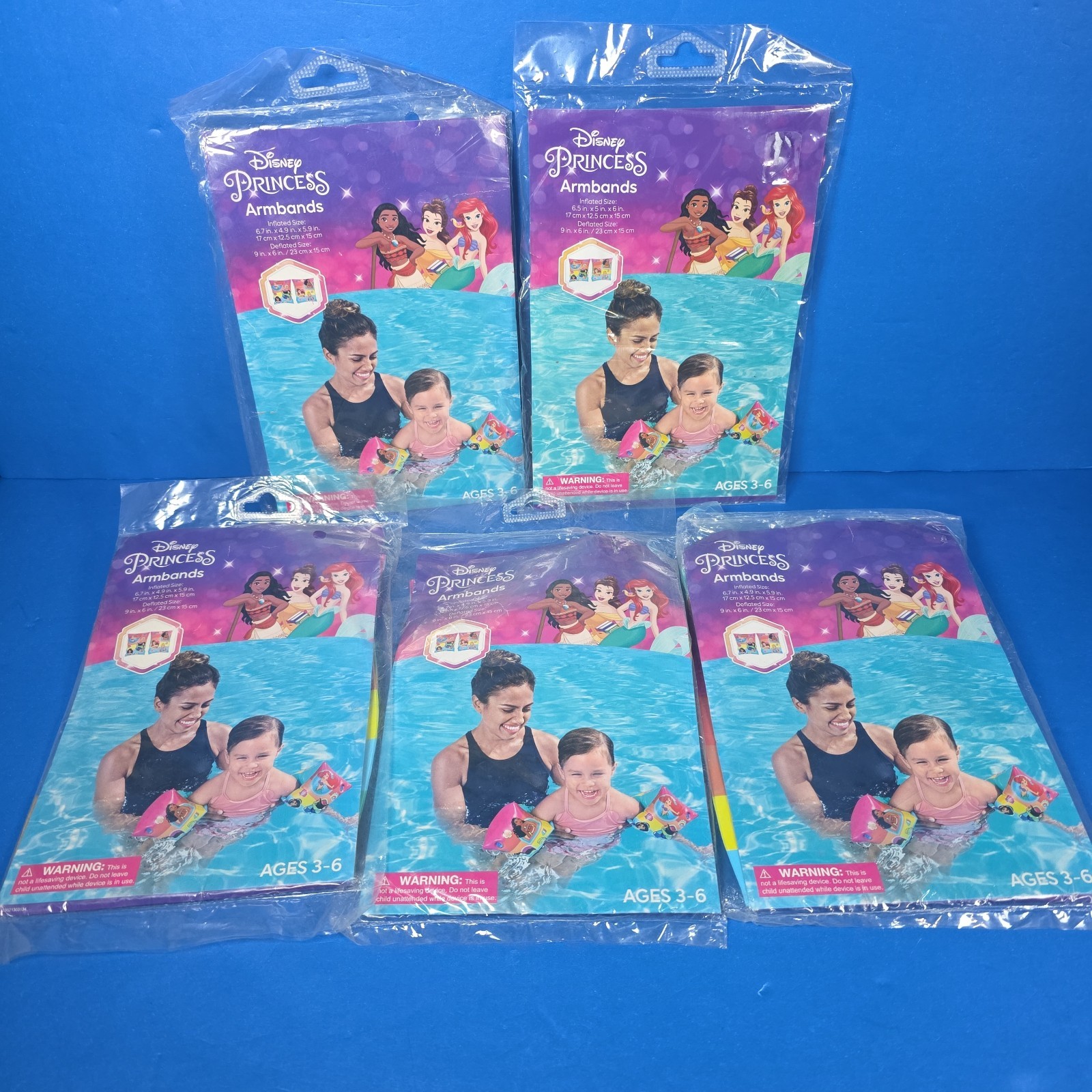 Disney Princess Inflatable Arm Bands Swim Floaties Lot of 5