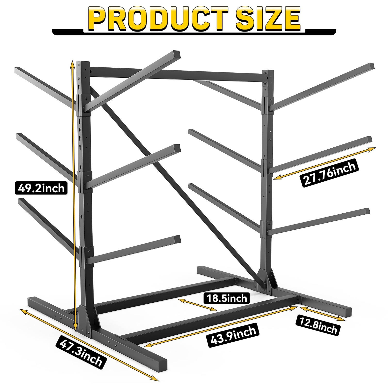 Freestanding Kayak Storage Rack – Adjustable Heavy Duty Stand for Canoe, Surfboa
