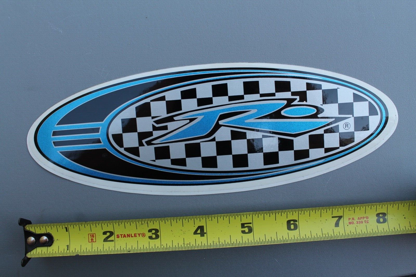 RUSTY Surfboards Black Silver Blue Checkered Flag OG RU1 Vintage Surfing STICKER