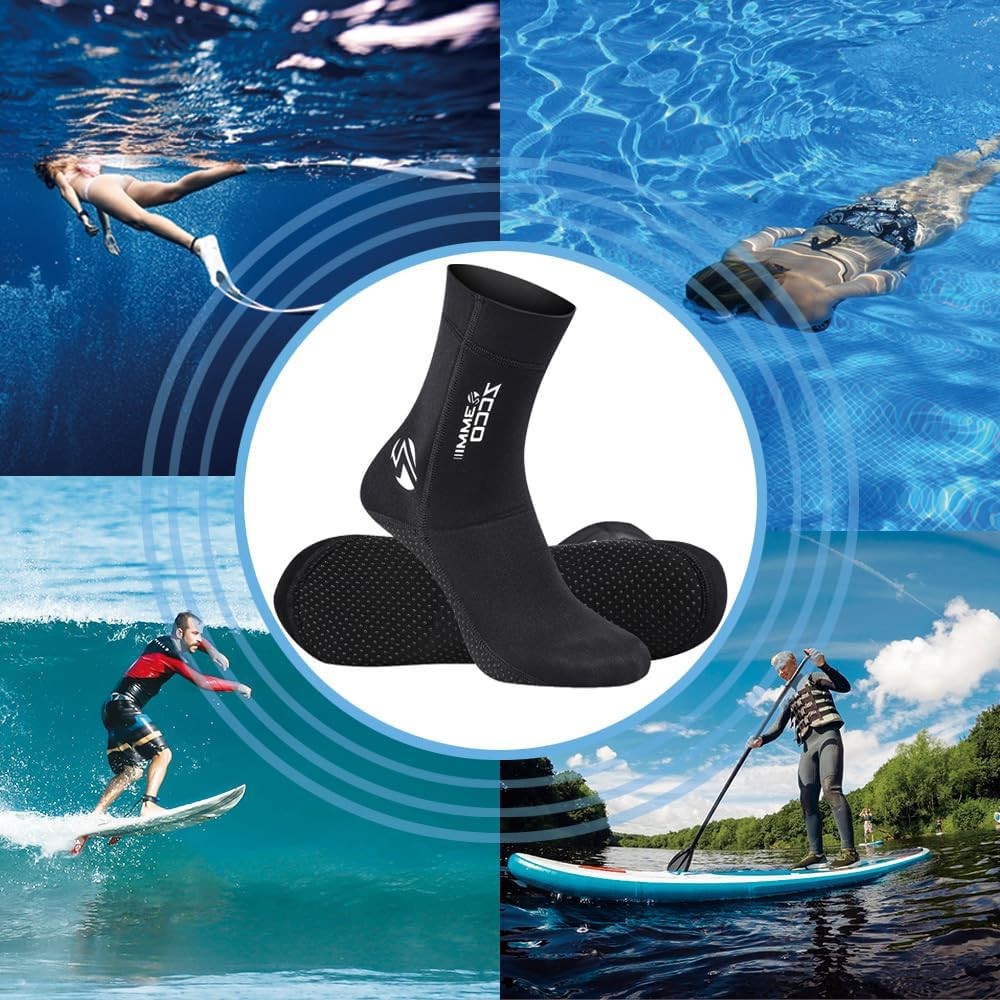 Neoprene Socks Diving Scuba Wetsuit Fin Booties for Medium, 3mm Black