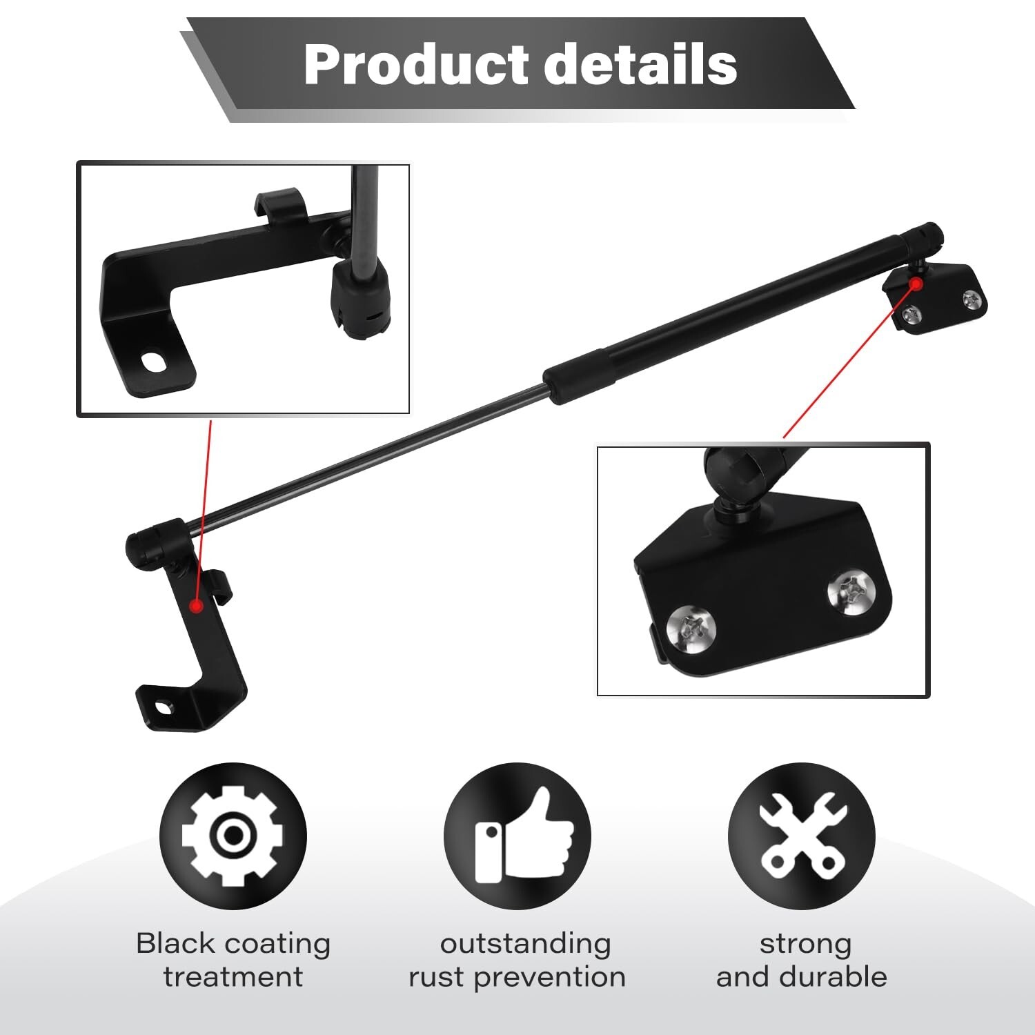 Hood Struts Stainless Steel Bolt-in System Compatible with Wrangler JL 2018-2…