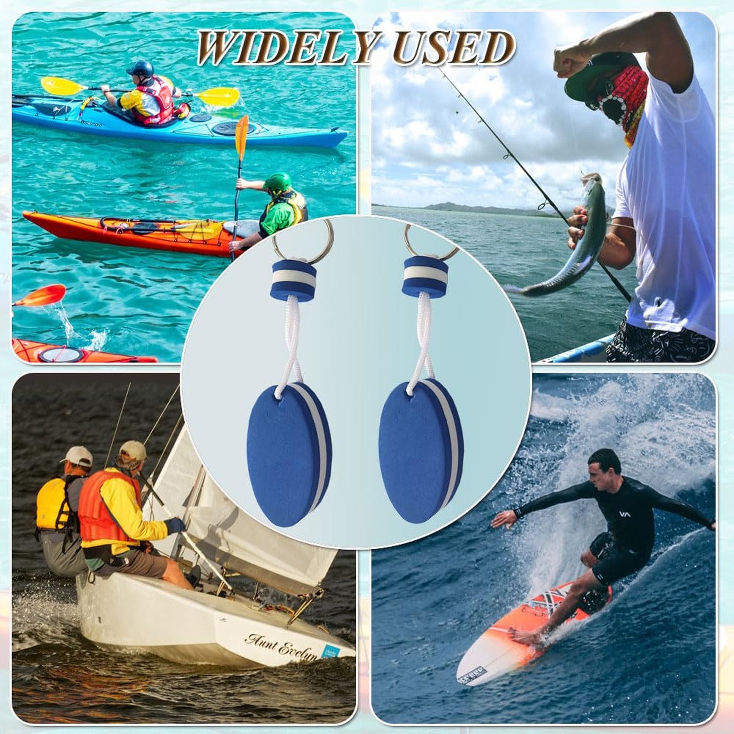 Floating Keychain for Boat Keys Float Buoy Boat Key Rings 2PCS Oval Shaped Fo…