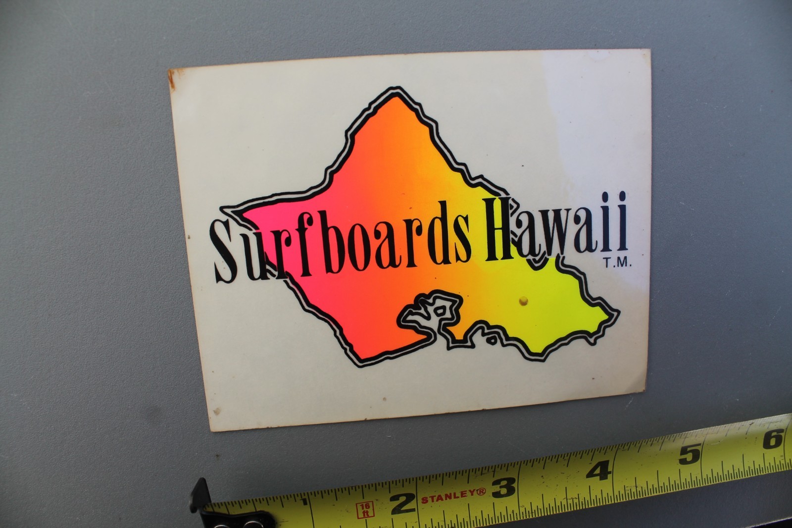 Surfboards Hawaii Clear Neon Orange Fade 80’s Aloha V3A Vintage Surfing STICKER