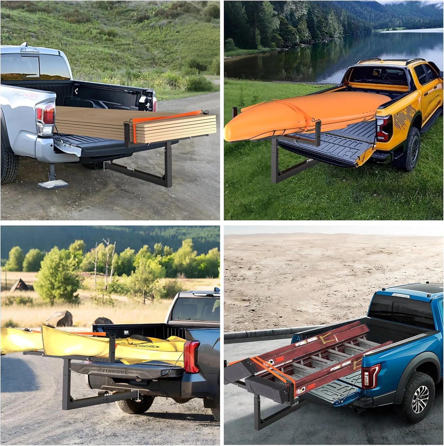 TRUSOON Upgrade Truck Bed Extender Hitch Mount, 2-in-1 Adjustable Kayak Hitch Ex