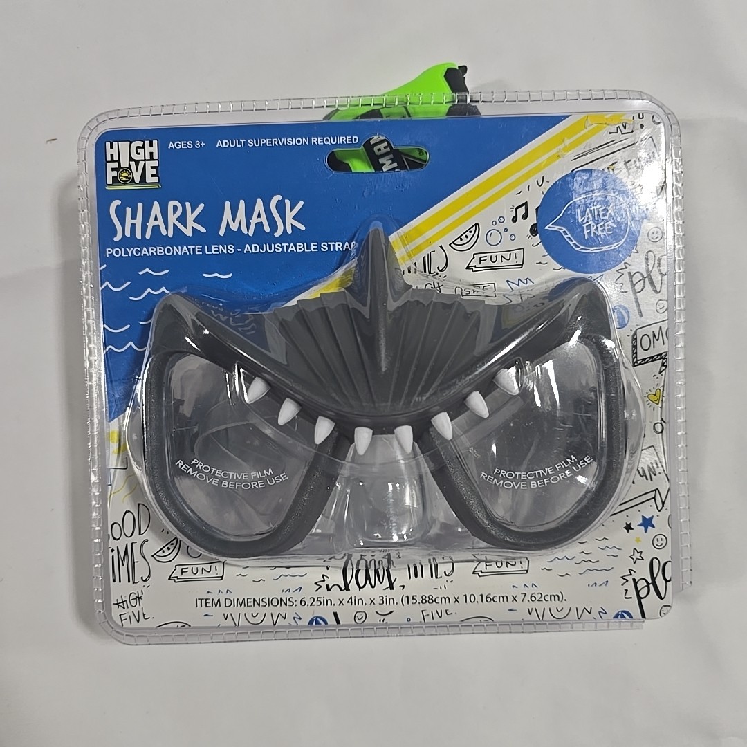 High Five Shark Mask Swim Goggles Mask Latex Free Kids Sealed Shark Teeth Dive
