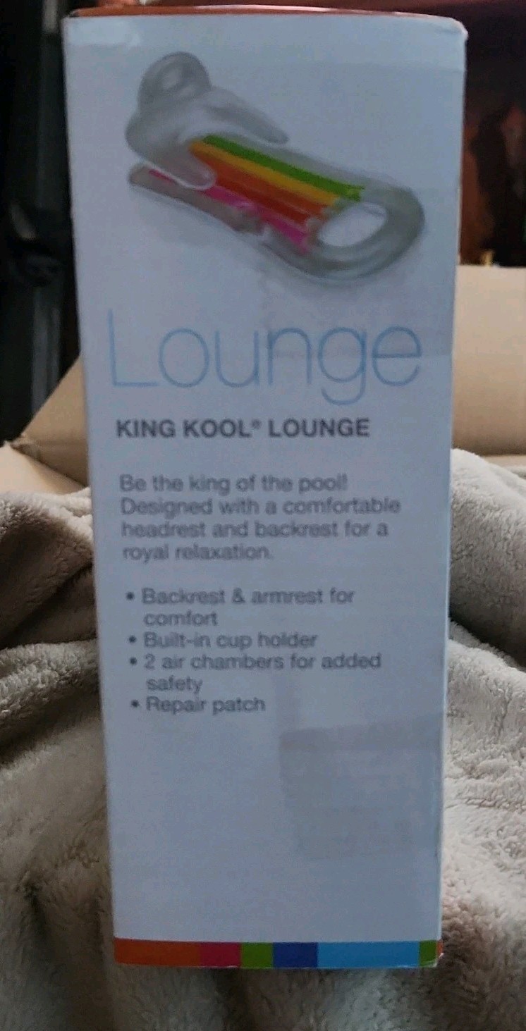 Intex King Kool Inflatable Pool Lounge Float with Headrest and Cup Holder