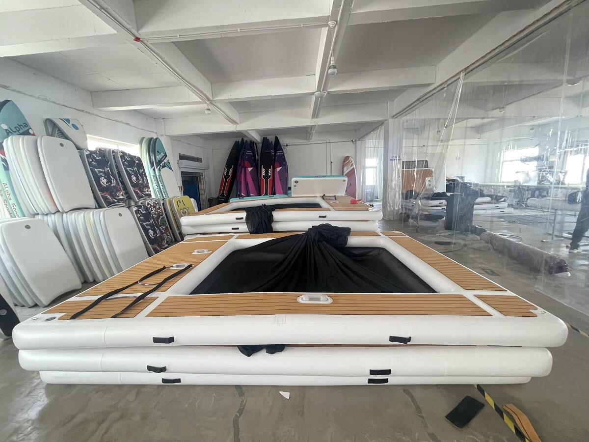 US 14x13ft EVA Inflatable Swimming Pool Yacht Dock Platform For Sea Pool Fun