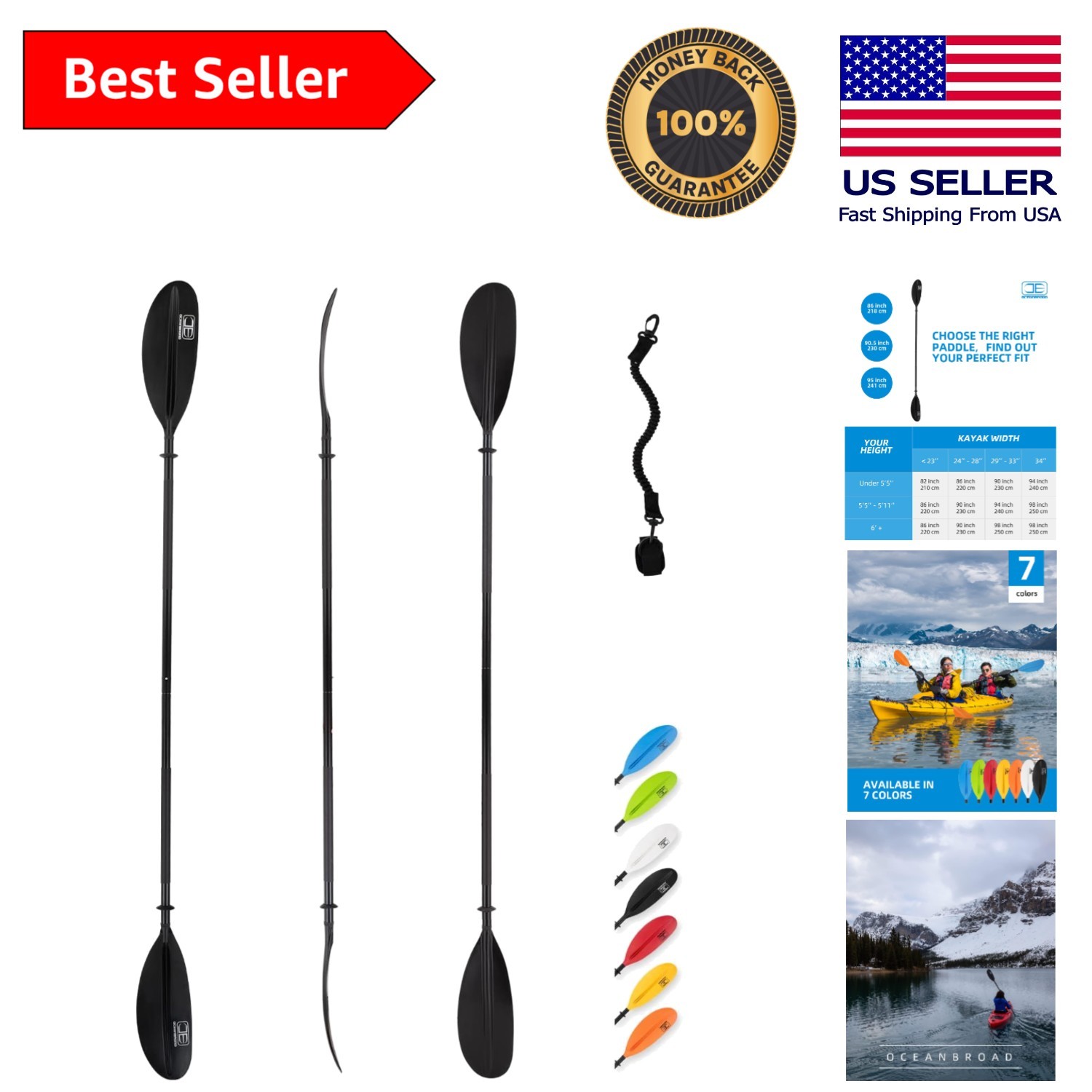 High-Quality 95-Inch Kayak Paddle – Perfect for Beginners & Intermediates